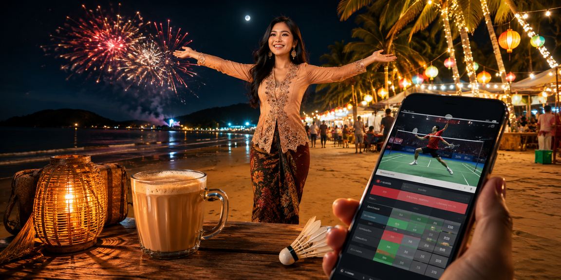 Pengguna Malaysia mengakses odds perlawanan sukan melalui telefon pintar di Langkawi